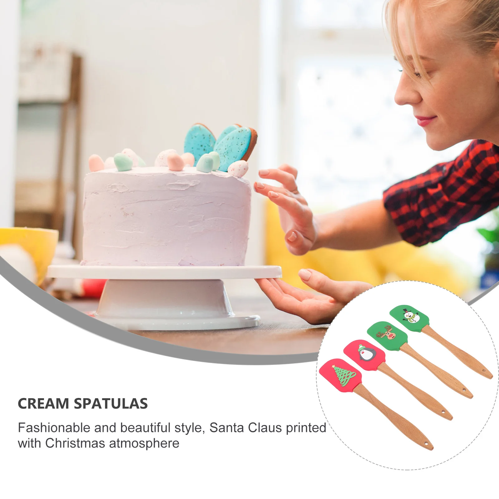 

4 pcs Silicone Cream Scraper Baking Spatula Set Multifunctional Reusable Kitchen Tools High Temperature Resistant Non Stick