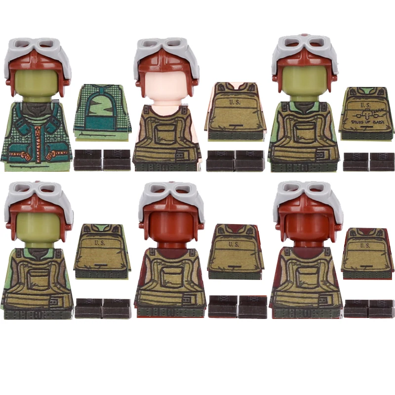 WW2 Soldato Militare Parti Stampate Building Block Tedesco Britannico Sovietico Esercito USA Figure Abbigliamento Adesivo Mattoni Mini Giocattoli FAI DA TE