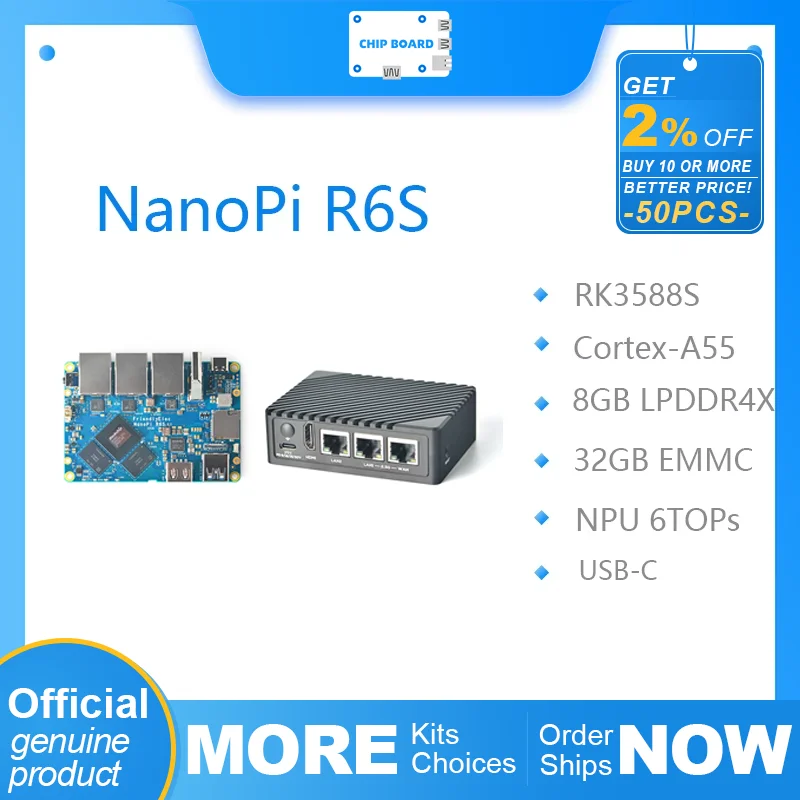 

Friendly Nanopi R6S development board RK3588S Dual 2.5G Gigabit network port 8G32GB edge calculation 8K60P
