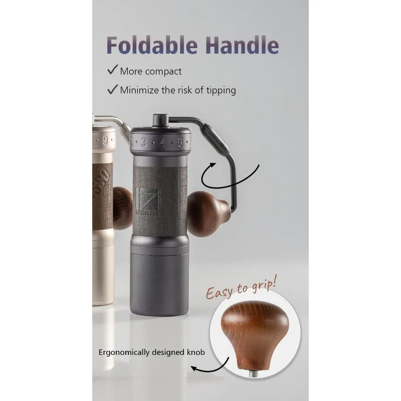 1zpresso K-molinillo de café Ultra Manual plateado con estuche de transporte, molinillo de consistencia de montaje, rebaba cónica de acero inoxidable