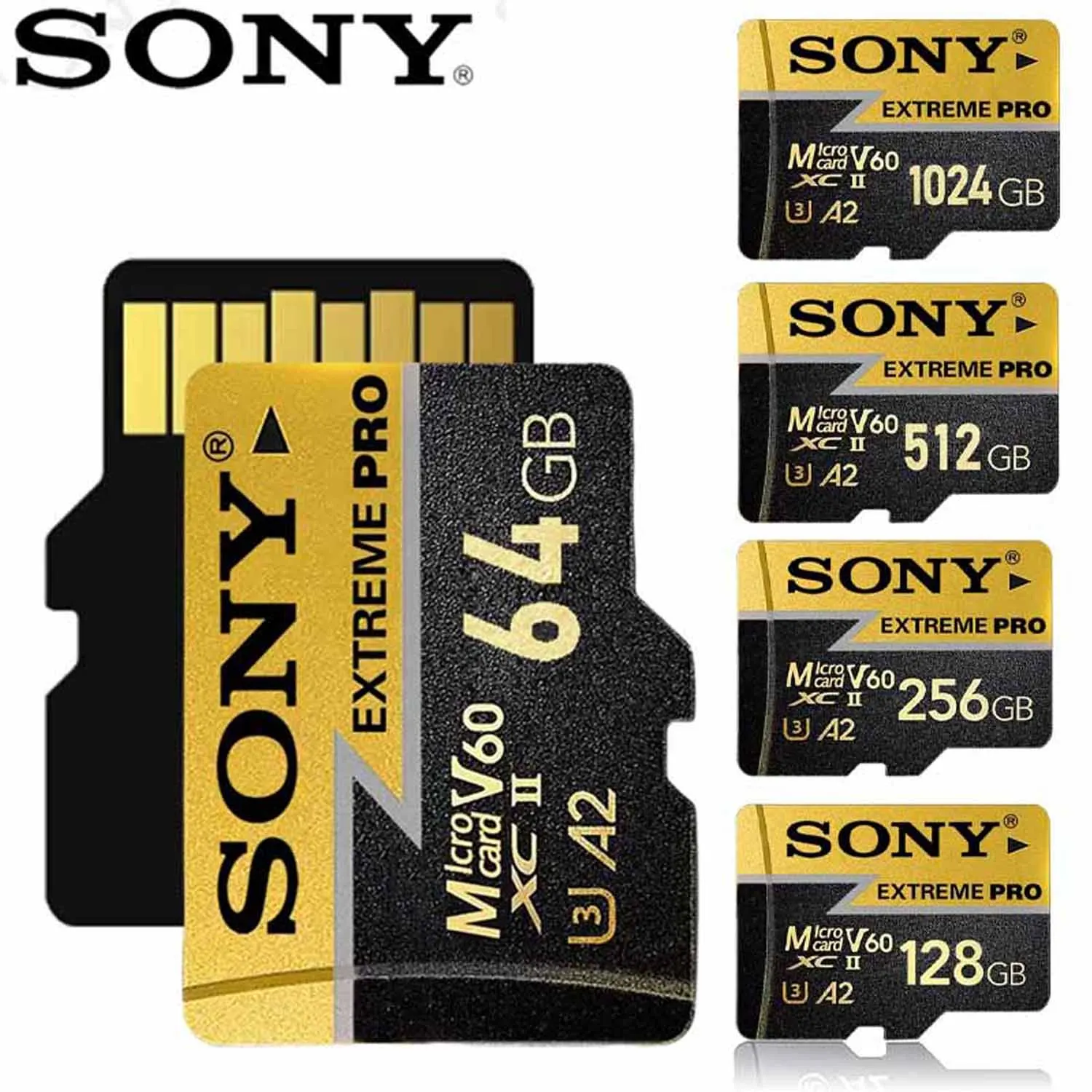 

Карта памяти SONY для камеры Профессиональная карта Micro TF SD 64 ГБ 256 ГБ 512 ГБ с адаптером 4k Video TF Memory Flash Card