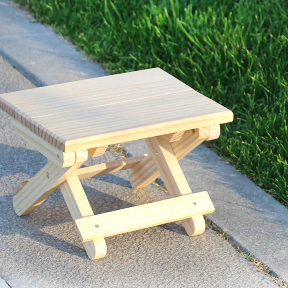 Folding Chair Outdoor Portable Stool Seat Chairs for outside Camping Wooden Foldable Taboret