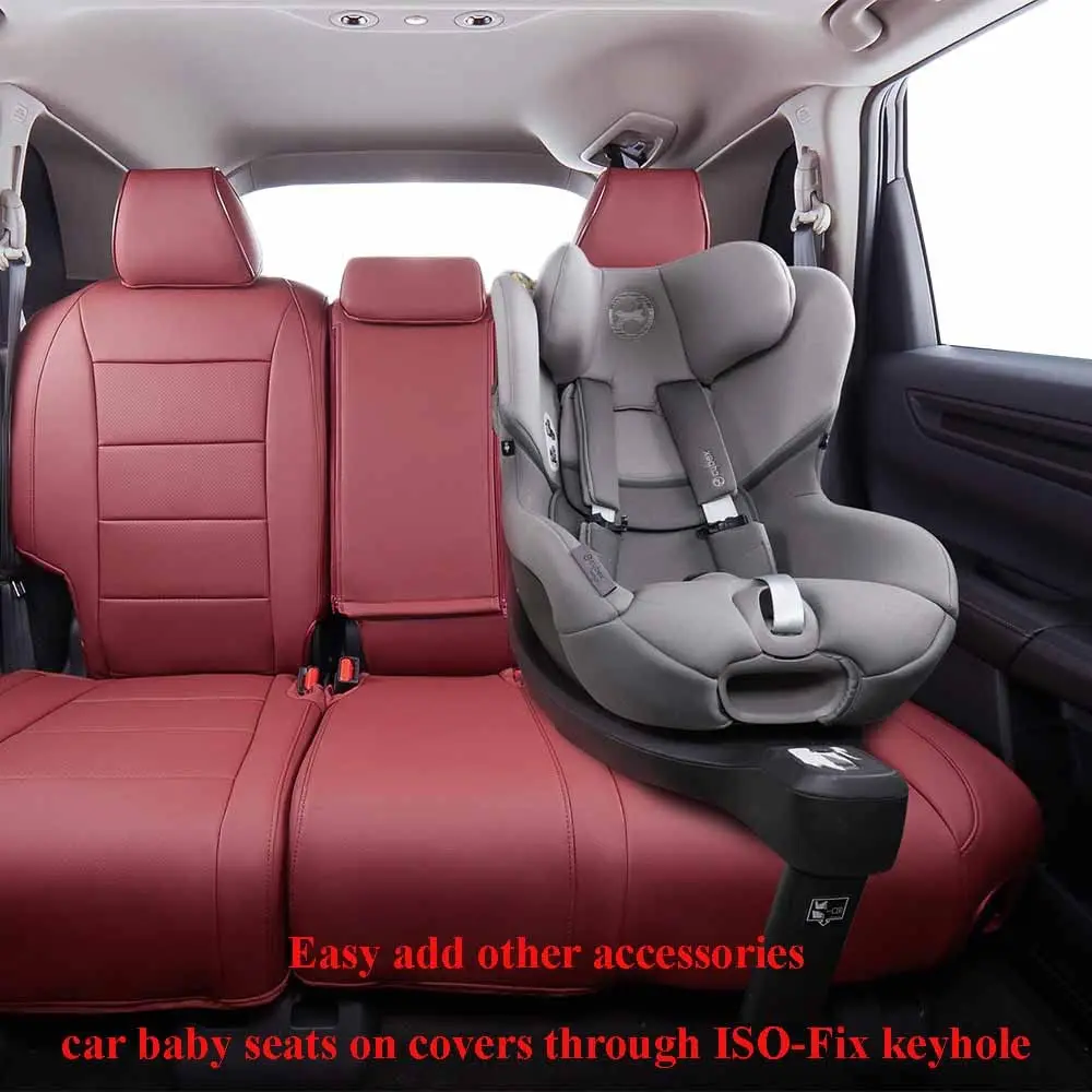 أغطية مقاعد مناسبة مخصصة لهوندا HRV EX-L 2023 2024 2025 2026 غطاء مقعد السيارة للشاحنات SUV ، وسادة مقعد جلدية كاملة (بورجوندي) #5