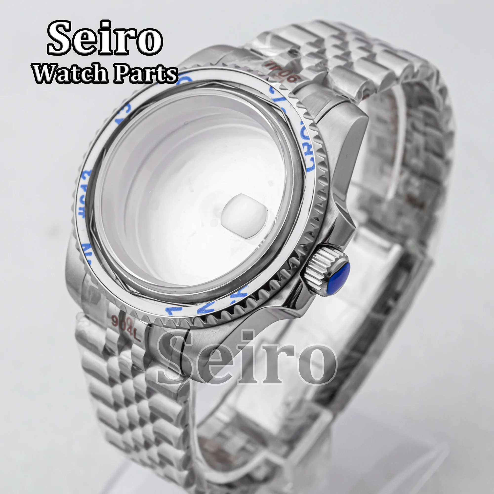 

40MM NH35 Case Jubilee Strap Modified Stainless Steel Silver 10ATM Waterproof Sapphire Glass for SUB NH34 NH36 Movement Parts