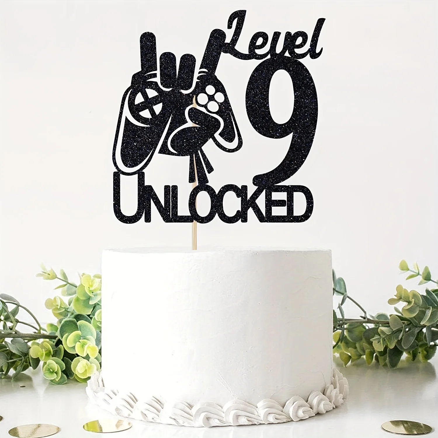 1 Stück Videospiel Level 9 entsperrter Kuchenaufsatz – ideal für Geburtstagsfeiern mit Gaming-Themen, Kuchendekorationen