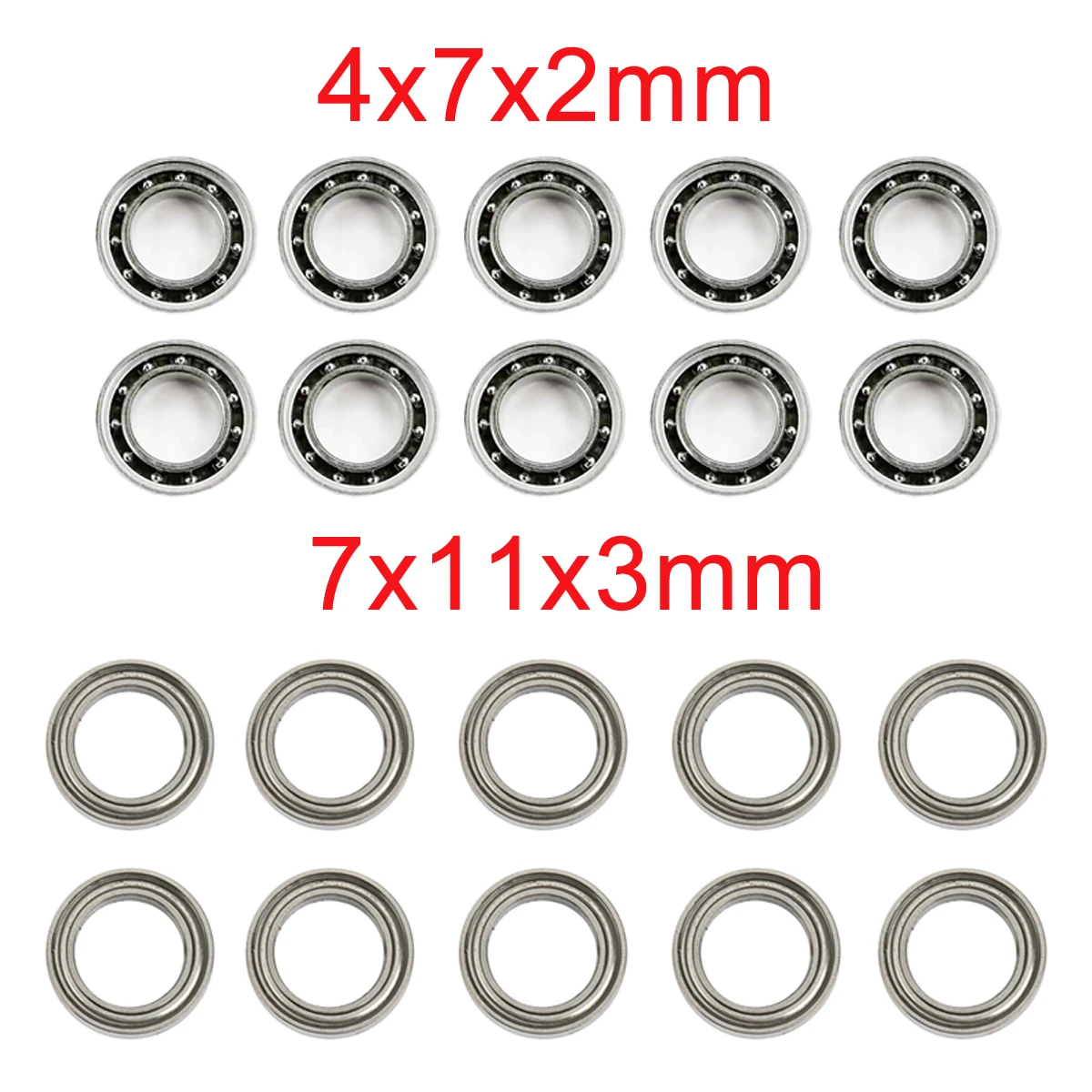 10PCS Ball Bearing 4x7x2 Front Rear Drive Shaft 7x11x3 Differential/Central  Shaft  for Wltoys 144001 124018 124019 Rc Car Toys