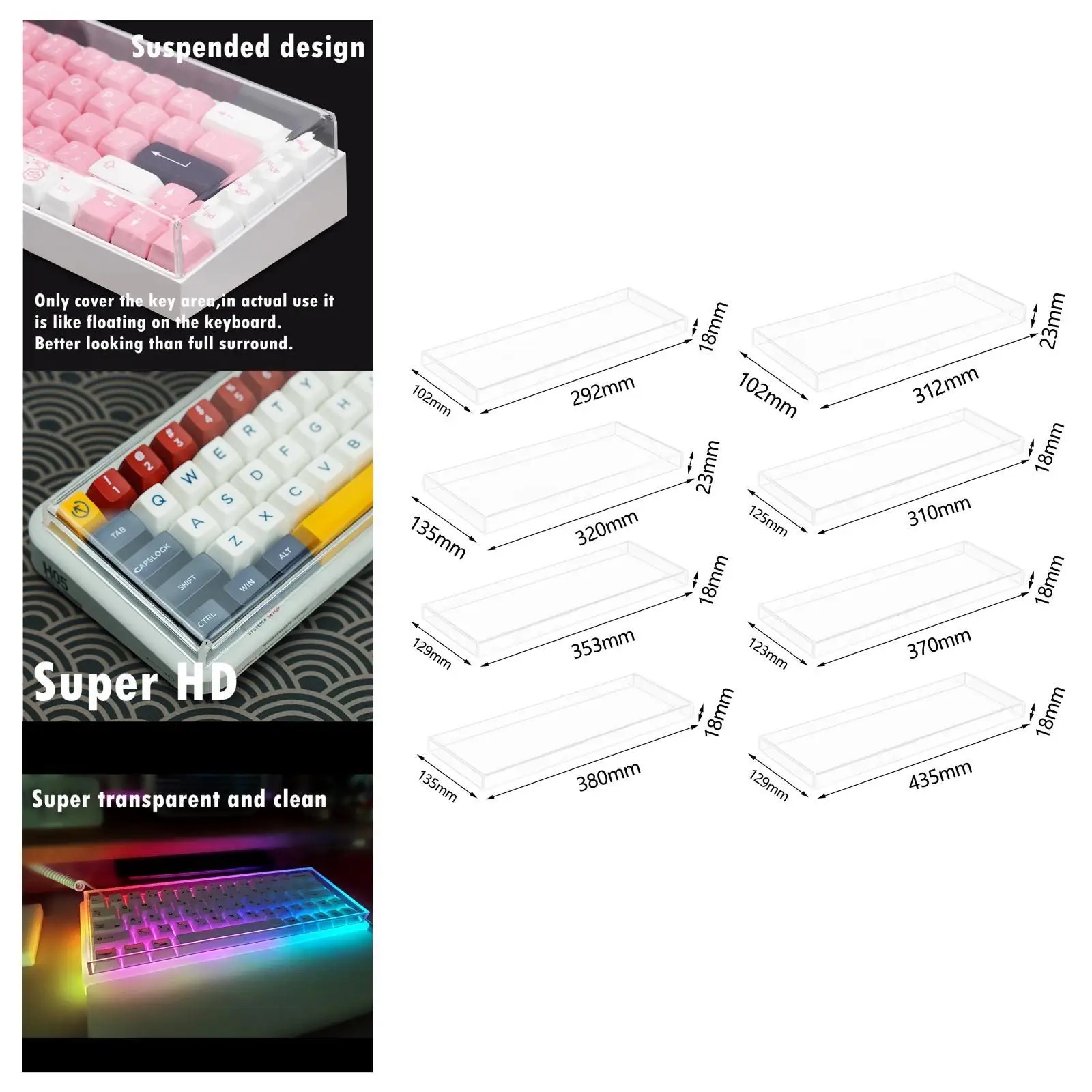 

Acrylic Keyboard Dust Cover Keyboard Accessories Professional Clear Keypads Cover Transparent Protector for Office Home