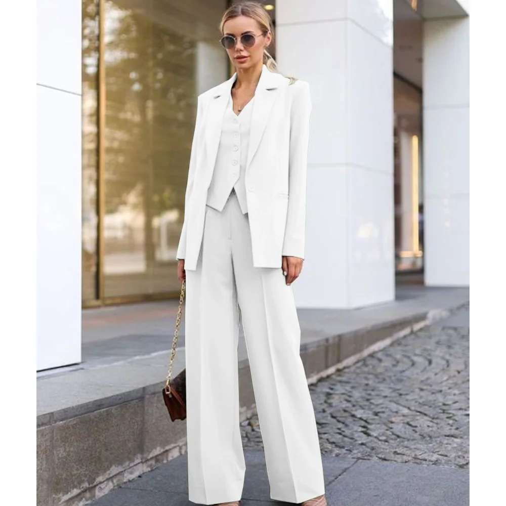 Women's Elegant Suit Three-piece Slim Fashion Single-breasted Women's Full Suit Casual and Comfortable (jacket + Vest + Pants)