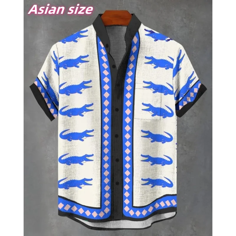 

Wolf Dog Crab Pattern Hawaiian Shirt For Men Cool Animal 3D Printed Short Sleeve Summer Loose Street Aloha Shirts Lapel Blouse