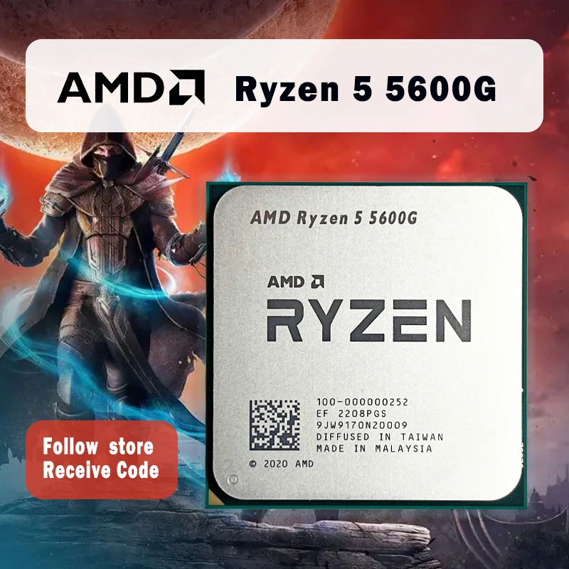 AMD Ryzen 5 5600G R5 5600G 3.9GHz 6 코어 12 스레드 65W CPU 프로세서 L3 = 16M 100-000000252 소켓 AM4, 라이젠 중고 씨피유 쿨러 미포함 