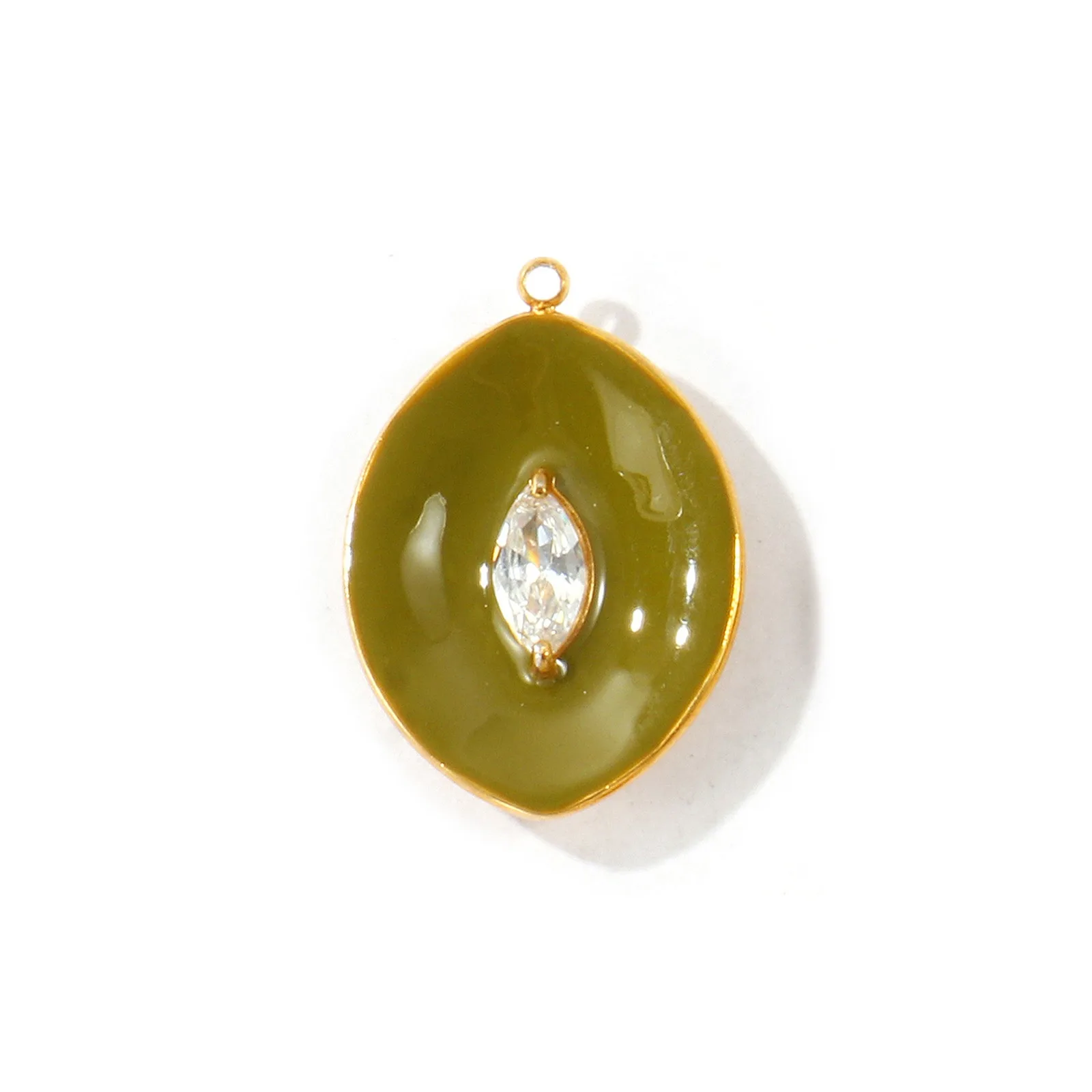 2 Stück Emaille-Oval-Anhänger in Augenform, 18 Karat vergoldet, 304 Edelstahl, zum Selbermachen von Halsketten und Schmuck, Großhandel, 25 x 18 mm. – Detail 4