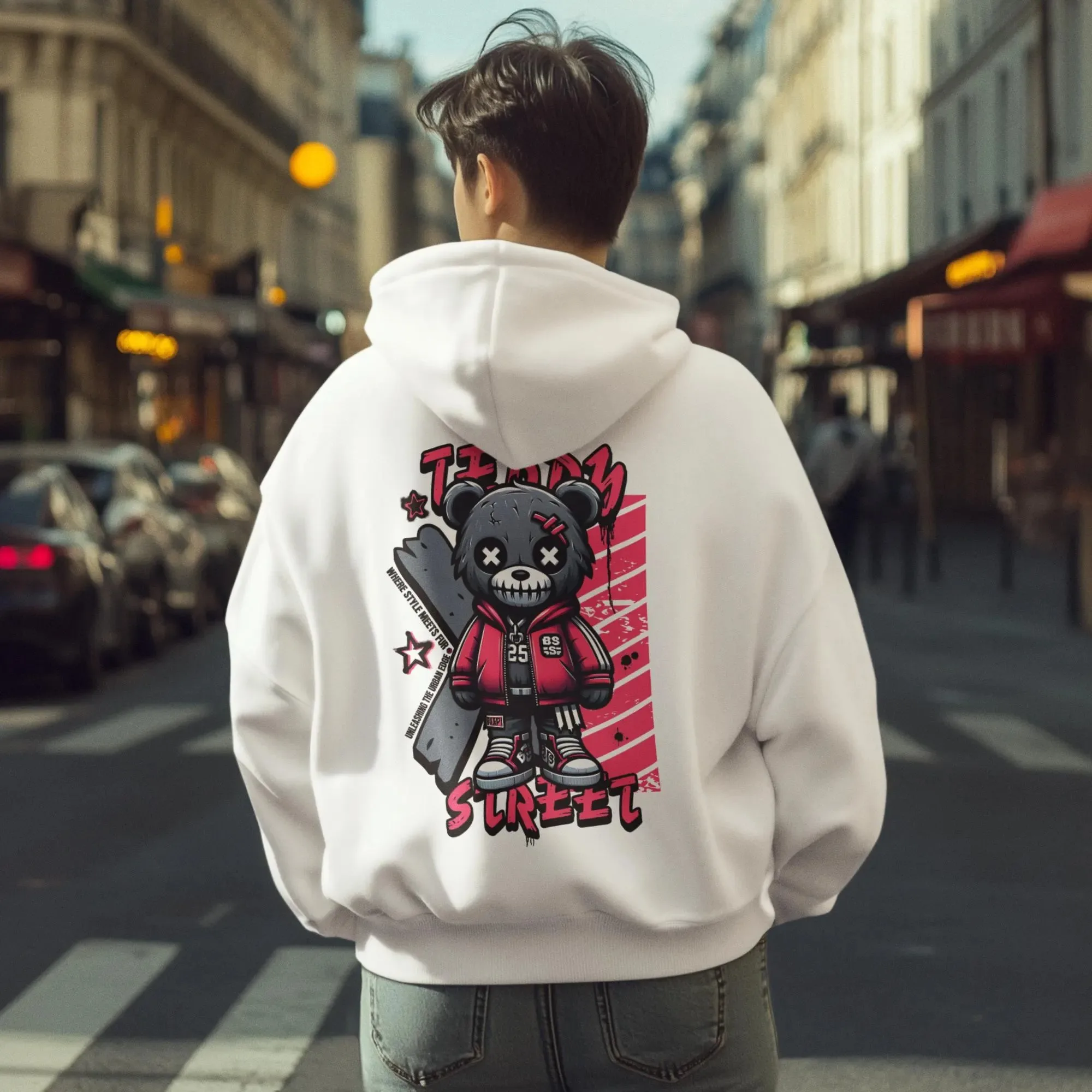 

Осень и зима "Gothic Teddy Street Vibe" Urban — модная хлопковая толстовка с капюшоном, стильная уличная модная толстовка