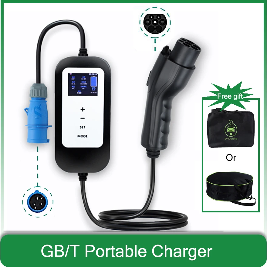 

GB/T portable ev charger electric car Vehicle electrical appliances gbt 16A 32A 7kw ev charging stations EVSE Wallbox