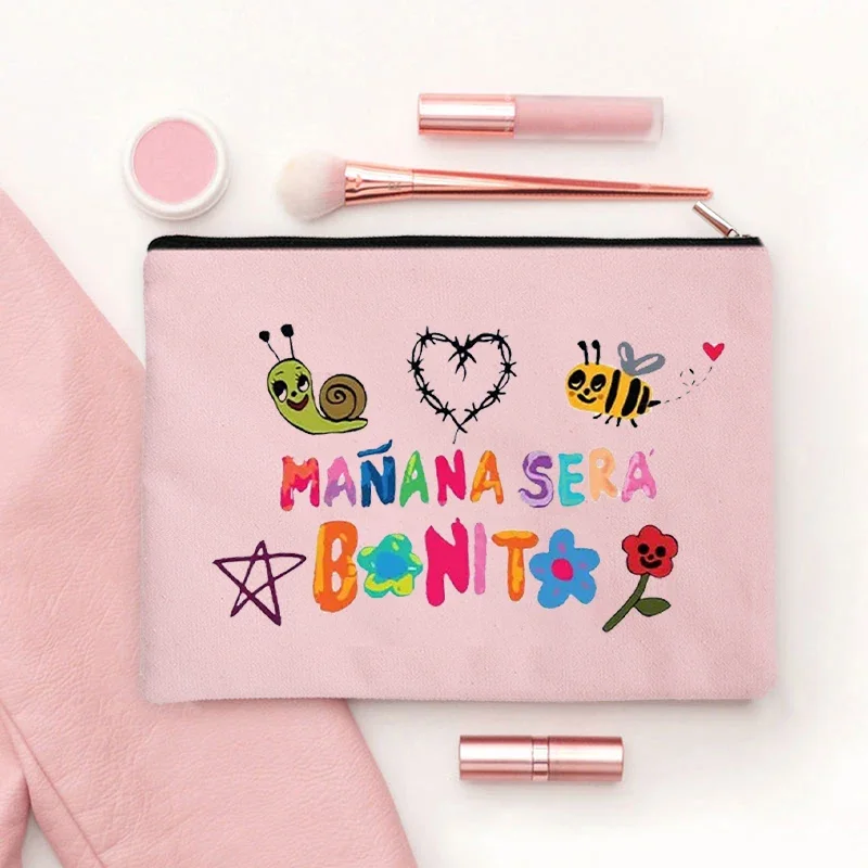 Cute Manana Sera Bonito Karol G Canvas Women Make Bag Mañana Será Bonito Makeup Pouchs Birthday/fans Gifts for Girl Pencil Case