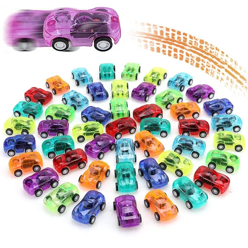 10pcs Mini Pull Back Cars Transparent Racing Vehicles Toys for Kids Birthday Party Favors Prizes Box Fillers Pinata Gifts