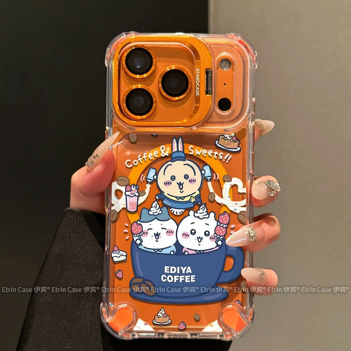 New style Chiikawa Hachiware phone case For iphone 17Promax Air bag anti-fall Cartoon Usagi  Lens holder phone case Girl's Gift