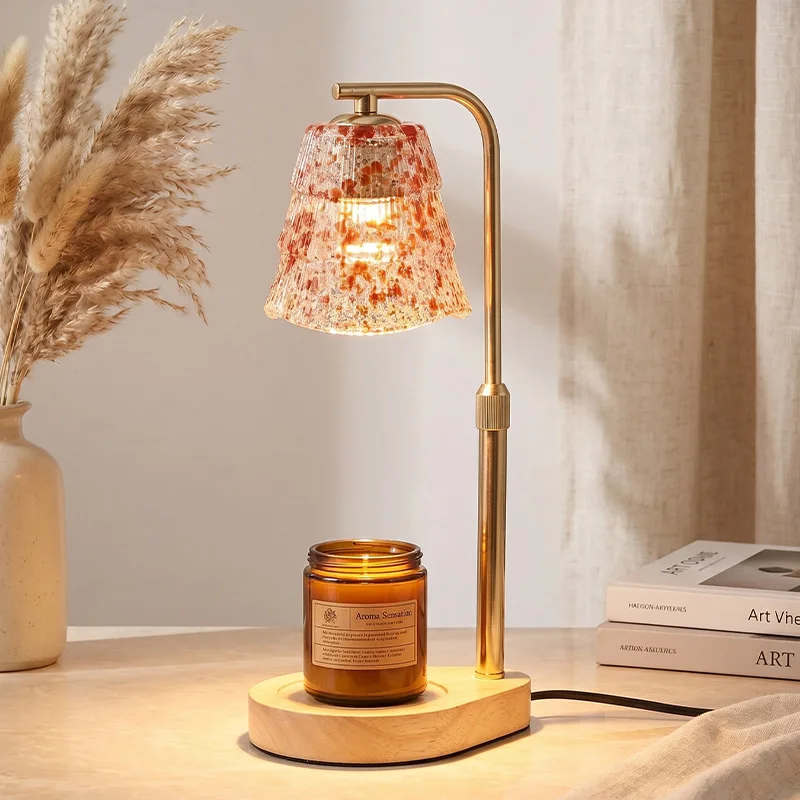 Adjustable Wood Candle Warmer Desk Lamp Flameless Aroma Melter For Bedroom Candle Decor Lighting