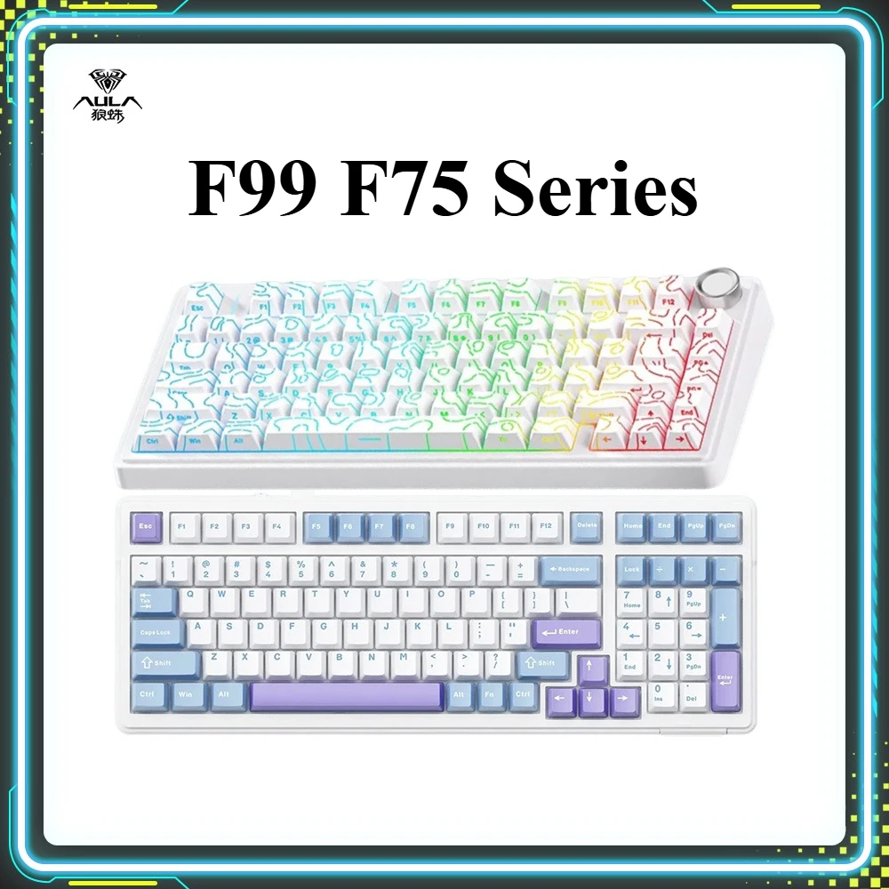 

Рекламные продукты AULA F99 F75 Series Игровые клавиатуры RGB с возможностью горячей замены Пользовательская беспроводная трехрежимная механическая клавиатура ПК Подарки