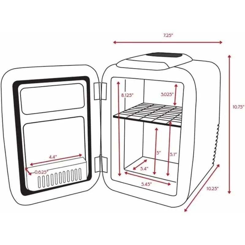 Cooluli kulkas Mini untuk kamar tidur, Meja kantor & ruang asrama-portabel 4L/6 bisa colokan listrik dengan pendingin & penghangat untuk makanan, rinks