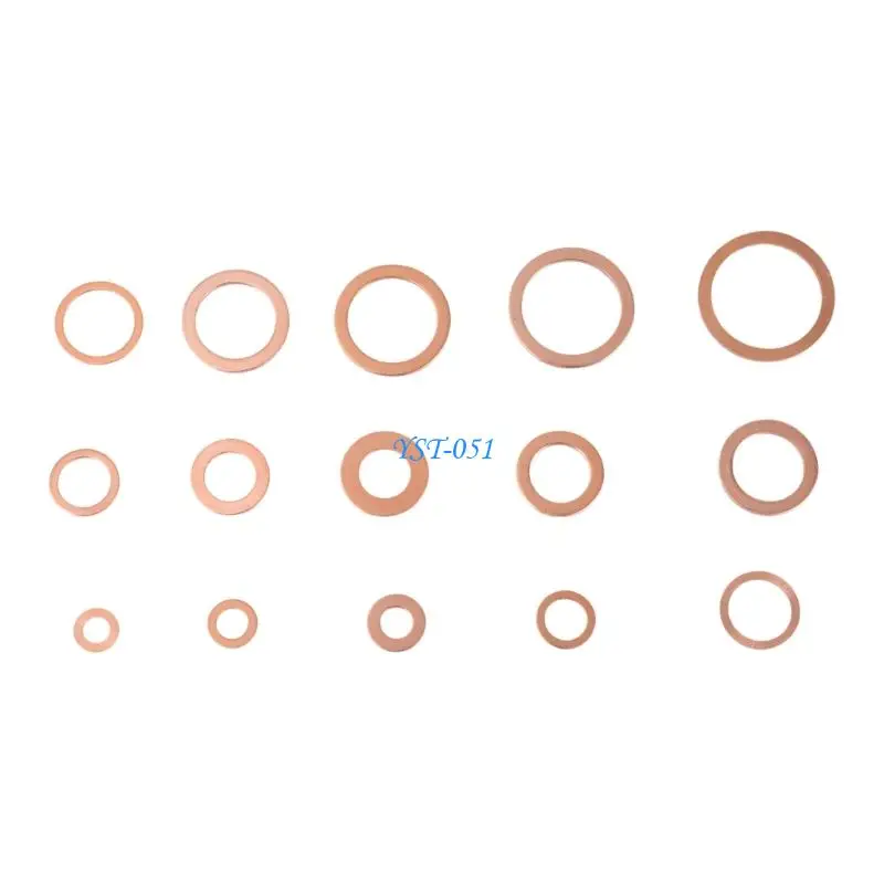 E15A 150Pcs Flat Sealing Adapter Red Copper Gasket O Adapter Gasket Sealing Washer Pipe Connection Maintenance Accessories