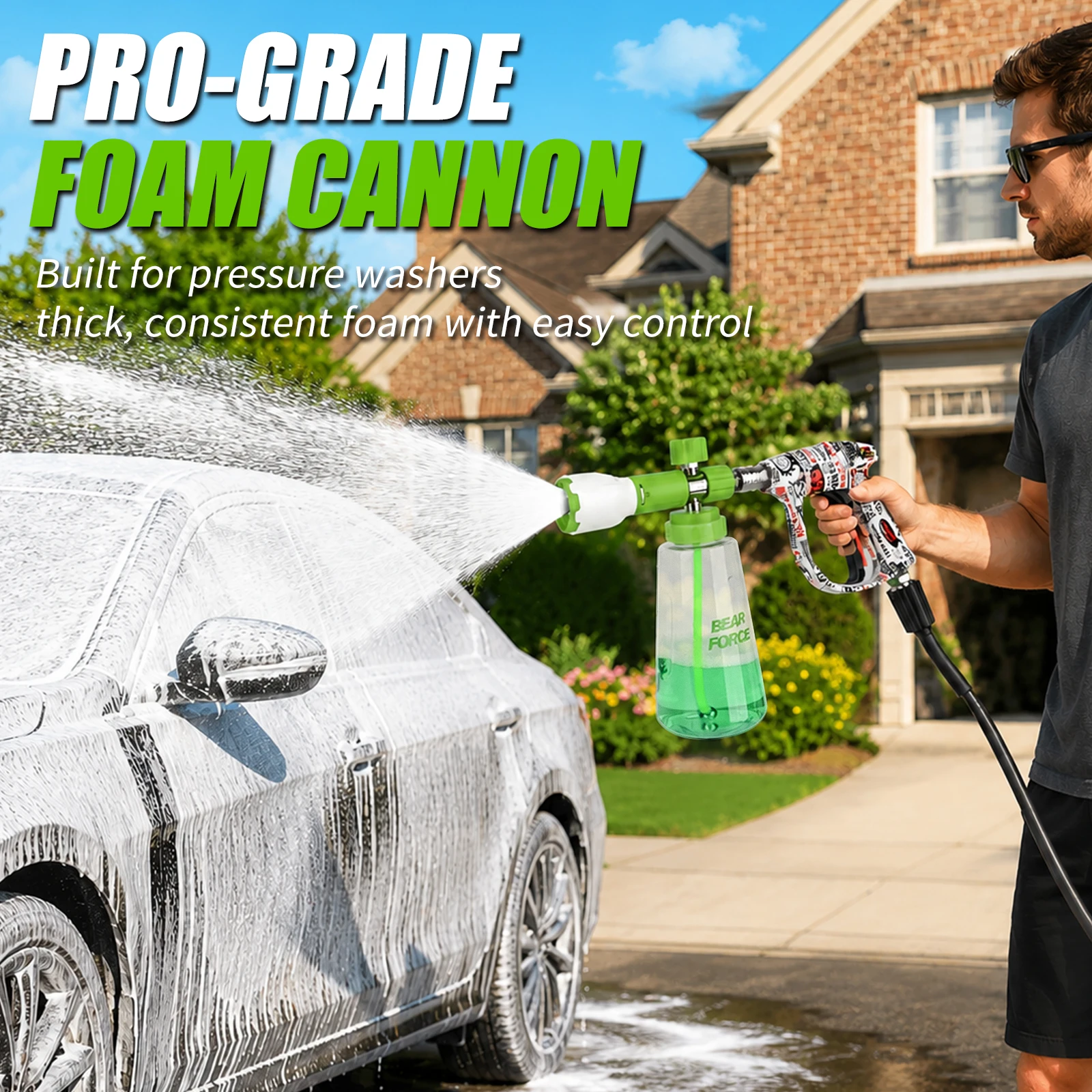 Pressure Washer Brass Foam Cannon 1L, Heavy Duty Thicker Snow Foam Lance, for Karcher, Bosch, Wap, Koblenz, Vonder, Tekna, Lavor