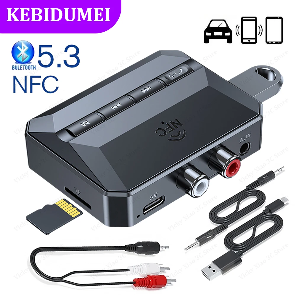 

Bluetooth 5.3 Audio Receiver NFC Wireless Adapter U-disk TF Card Stereo Music Receiver AUX 3.5mm RCA Jack for Amp Speaker Car TV