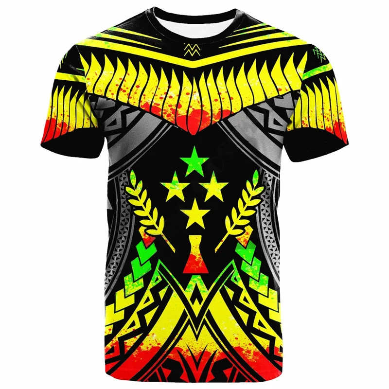 3D Pohnpei Polynesian Culture Tribal Island Retro Tattoo Printing T Shirt Maori Tattoo Graphic T-shirts For Men Vintage Clothing