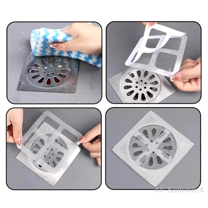 5/10PC Disposable Shower Floor Drain Filter Hair Catcher Kitchen Sink Sewer Outfall Stopper Bathroom Mesh Stickers Cleaning Tool