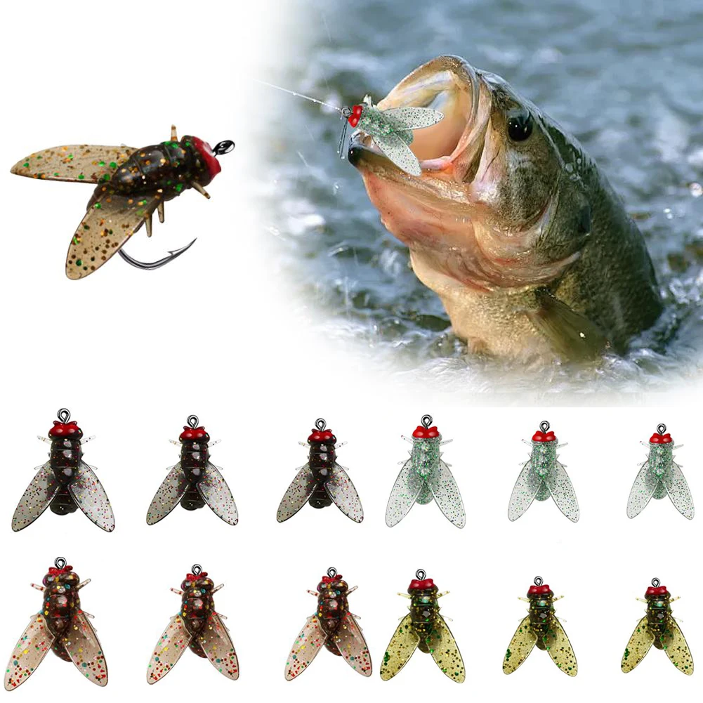 20pcs Trout Jig Swimbait Fly Hook Soft Bait Dry Flies Bionic Fly Fishing Bait Lures Kit Fishing Gear Artificial Panfish Lure Set
