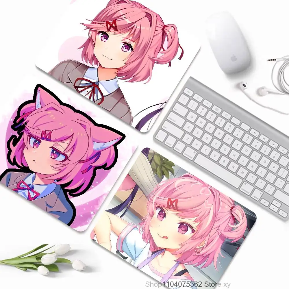 Cartoon Character Natsuki Mousepad Small LockEdge Mouse Pad For Gamers Computer Desk Pad Rectangular Anti-slip Rubber