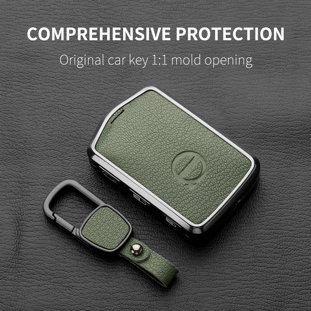 Aluminum Alloy Goatskin Car Key Case Cover For Volvo XC40 XC60 S90 XC90 V90 2017 2018 T5 T6 T8 Car Key Case Protect Fob