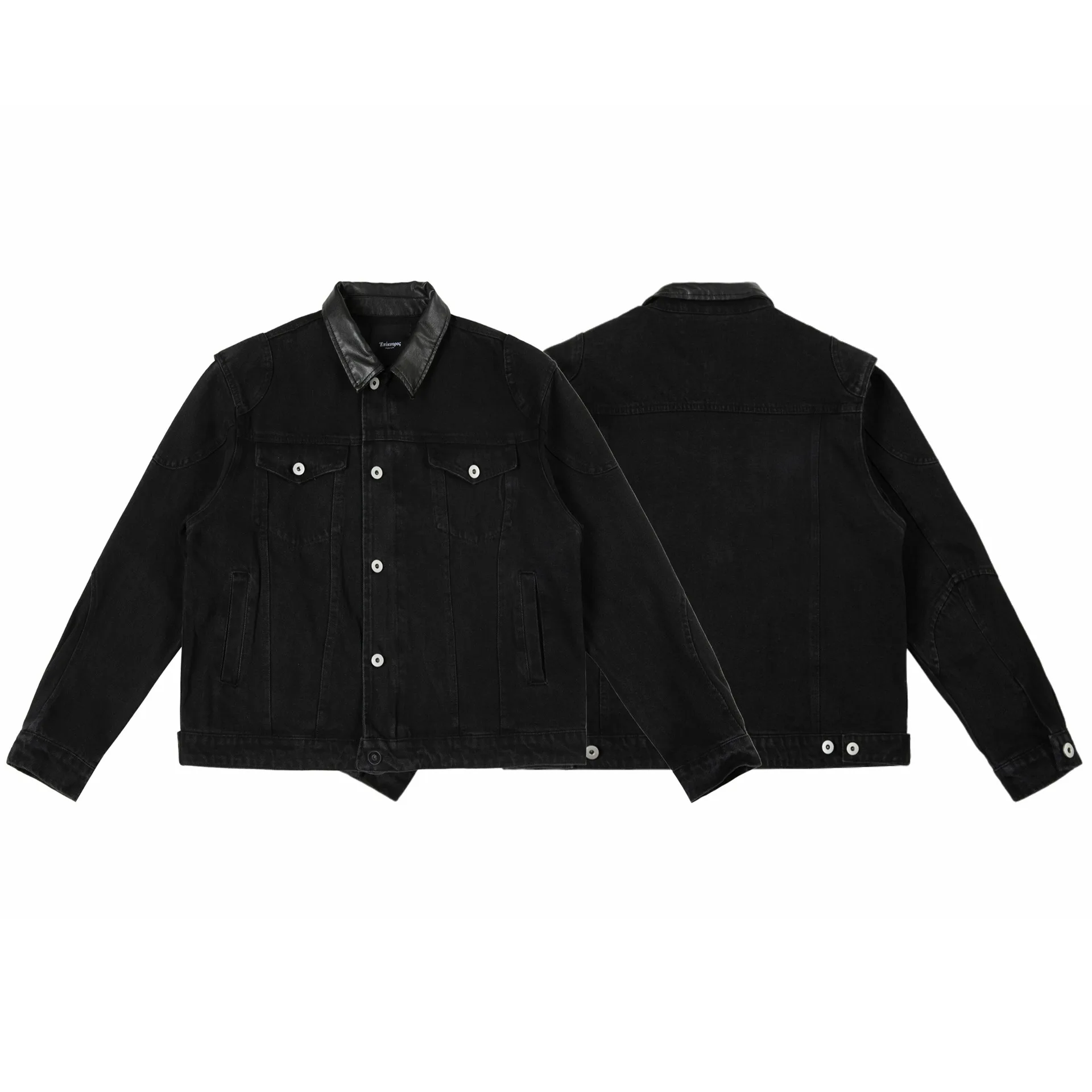 

Japanese Retro Style Leather Collar Workwear Jacket Classic Detroit Denim Coat Men's and Women's Top