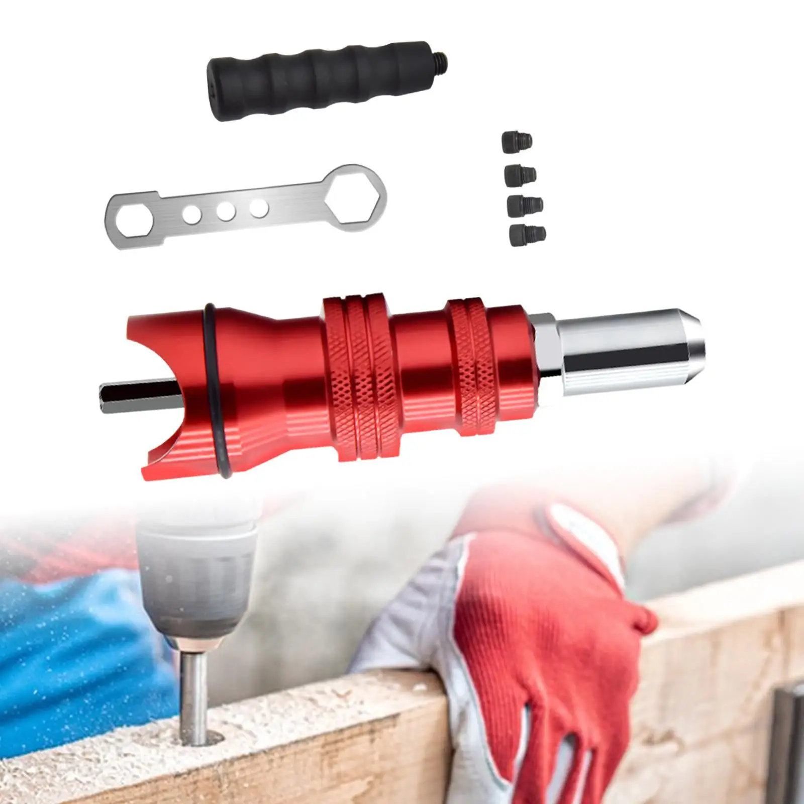 Cordless Drill Electric Rivet Adapter Professional with Interchangeable Rivet Heads for Building Home Cars Instruments Furniture