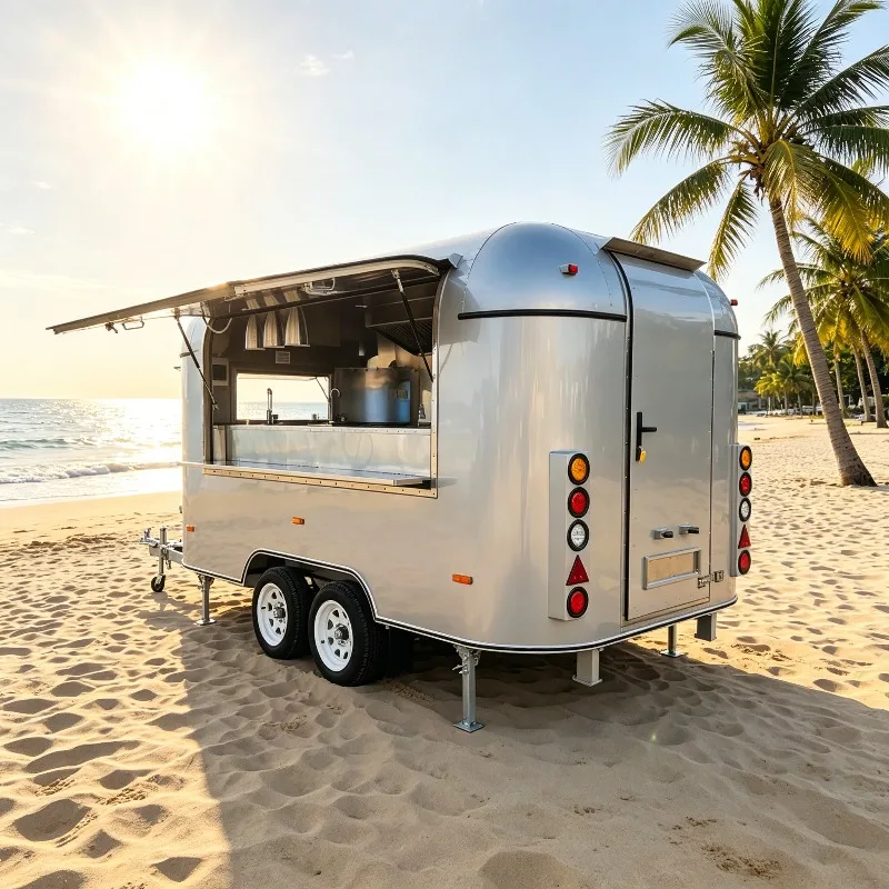 Fast Food Cart Mobile Trailer Customized Full Kitchen Setup Coffee Van Ice Cream Hot Dog Pizza Truck for Street Food Business view 3