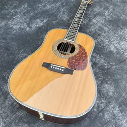 Full Solid Wood 41 Inches D45 Series Cedar Rosewood Acoustic Guitar Abalone Ebony Fingerboard