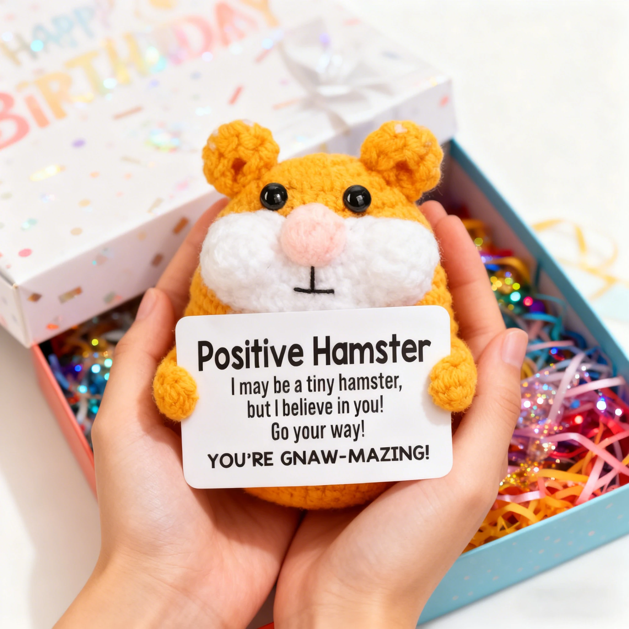 

Mini Fun Cute Hamster Ornament Creative Home Desktop Decoration Handmade Crochet Sculpture Hamster Birthday Christmas Gift