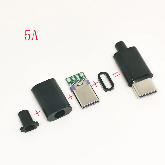 10 szt. Złącza USB typu C 3.1 3A/5A do ładowania, męskie wtyki, końcówki elektryczne do lutowania, akcesoria do kabli danych DIY