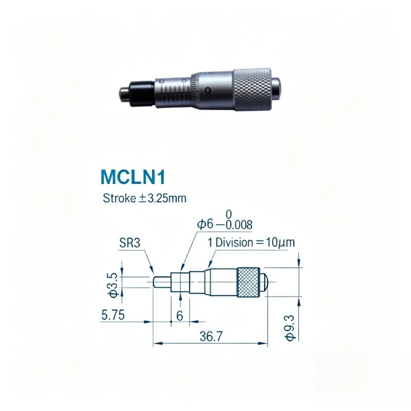 MCLN1/MCLN3/MCLN6/MCLN12 Differential Head, Micrometer Head with Round Head Nut for Precision Measurement