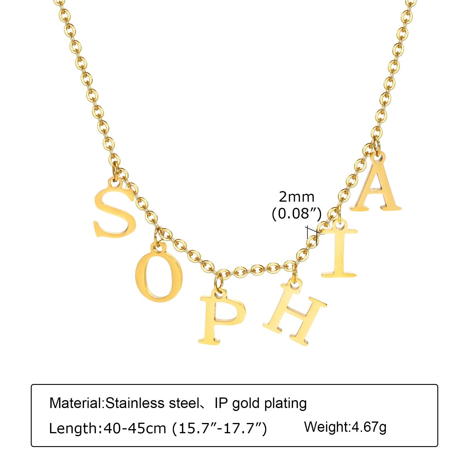 Stainless Steel Custom 1 2 3 4 5 6 Initial Letter Band Pendant Necklaces for Women,New in Minimalist Chic Letters Necklace