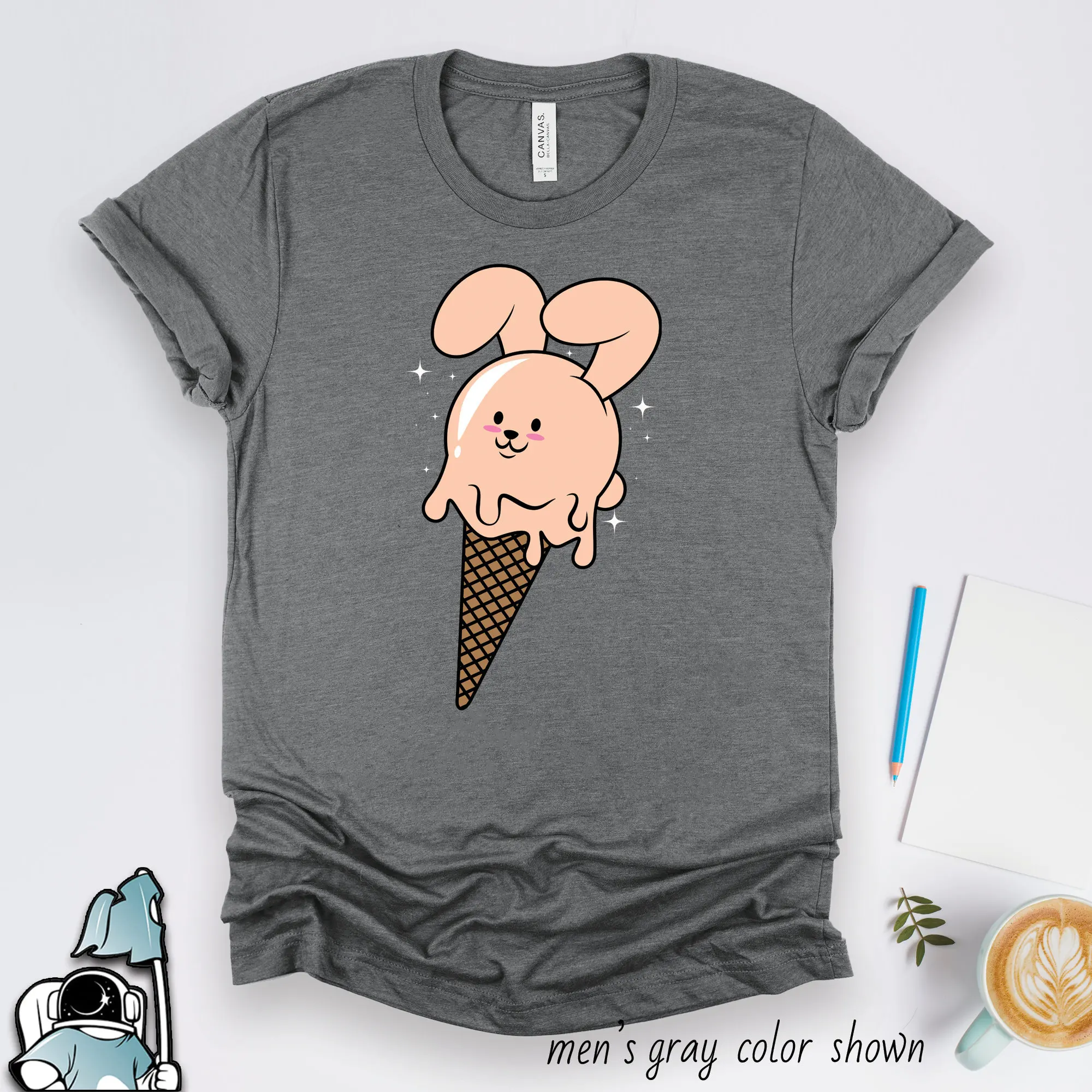 Bunny T Shirt Pet s Ice Cream Cone Cute Kawaii Rabbit Foodie