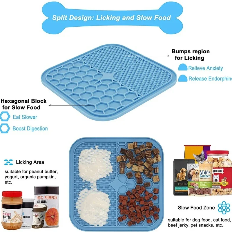 Mat For Pet Dogs Cats Slow Food Bowls With suction cup Feeding Food Bowl Silicone Dog Lick Pad Dog Slow Feeders Treat Dispensing