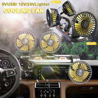 12V/24V/5V USB Three Heads Car Cooling Fan Adjustable Angle Car Air Fan Summer Cooler Cooling Fan for Car Truck