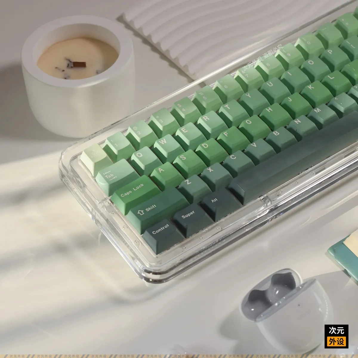 138 Tasten pbt Tasten kappen Farbverlauf grün Doppels chuss für mechanische Gamer-Tastatur für gk61 anne pro 2 gateron Schalter Kirsch profil