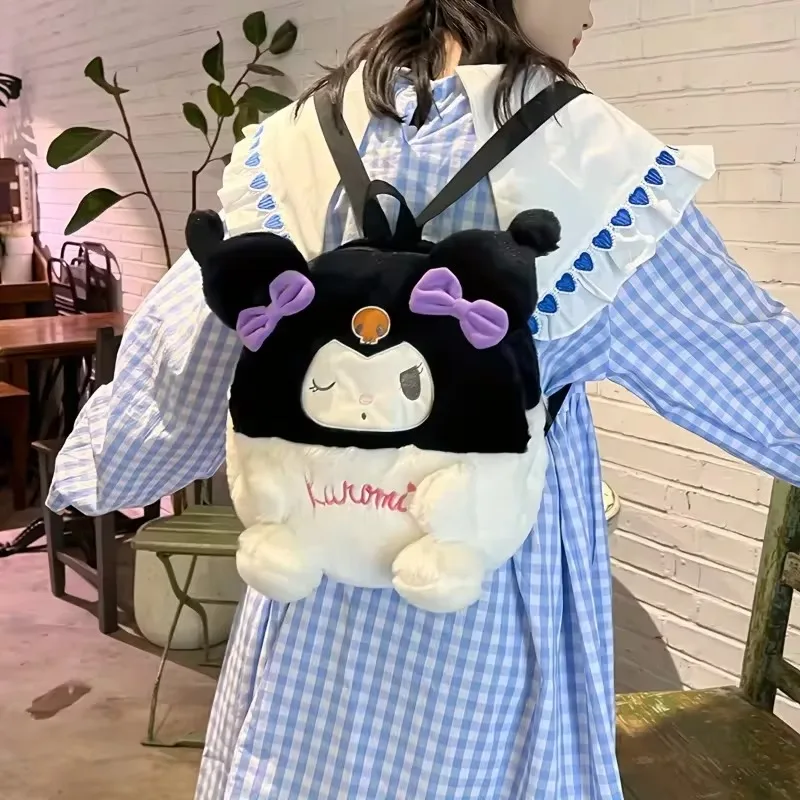 Sanrio Series Kuromi Melody Cartoon Backpack Cute Soft Plush Backpack Kawaii Girl Heart Child Fashion Backpack Birthday Present