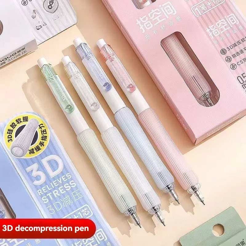

3D Soft Grip Click Gel Pen High value For Appearance Pen on Ins Student Oriented CS Double ball Tip Quick Drying Pen For Exam