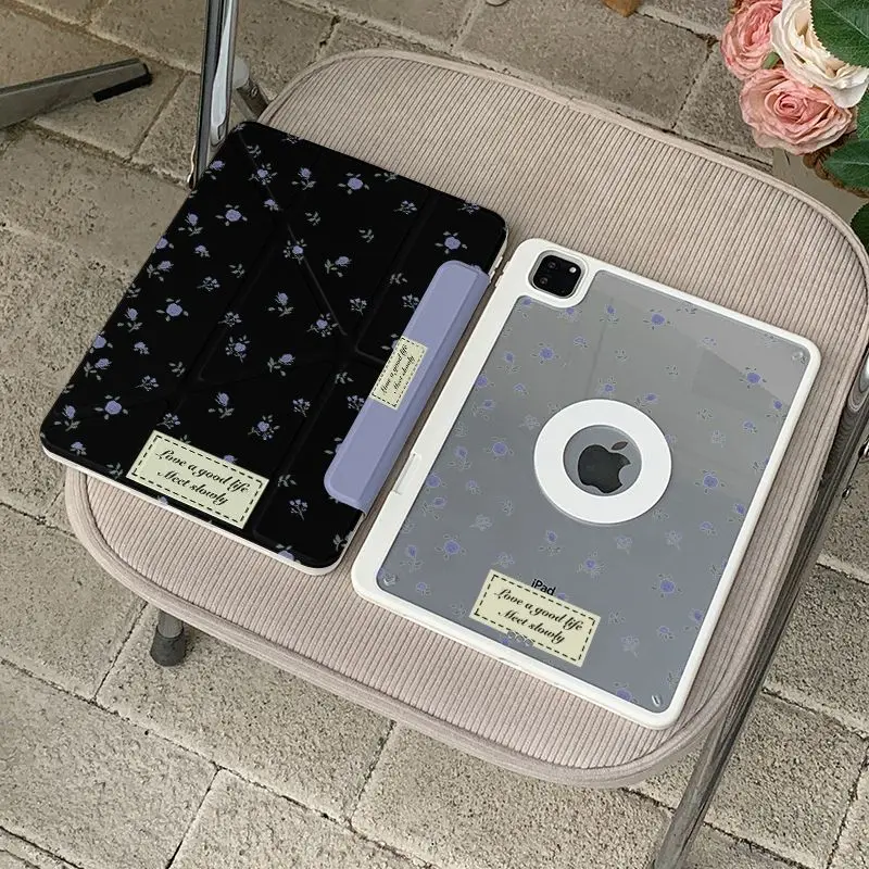 Funda coreana con diseño floral Y2K para iPad Pro 13 pulgadas 11.ª generación M5 M4 12.9 pulgadas A16 7/8/9/10.ª generación Air4/5/6/7 11 pulgadas M2 M3 Mini con función magnética
