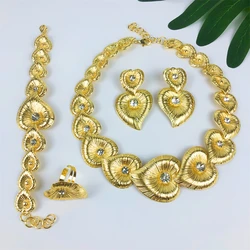 TITI Italy Fashion Jewelry Set High-end Woman Wedding Party Dating Necklace Bangle Earring Ring Brazil Gold Color Big Jewelry