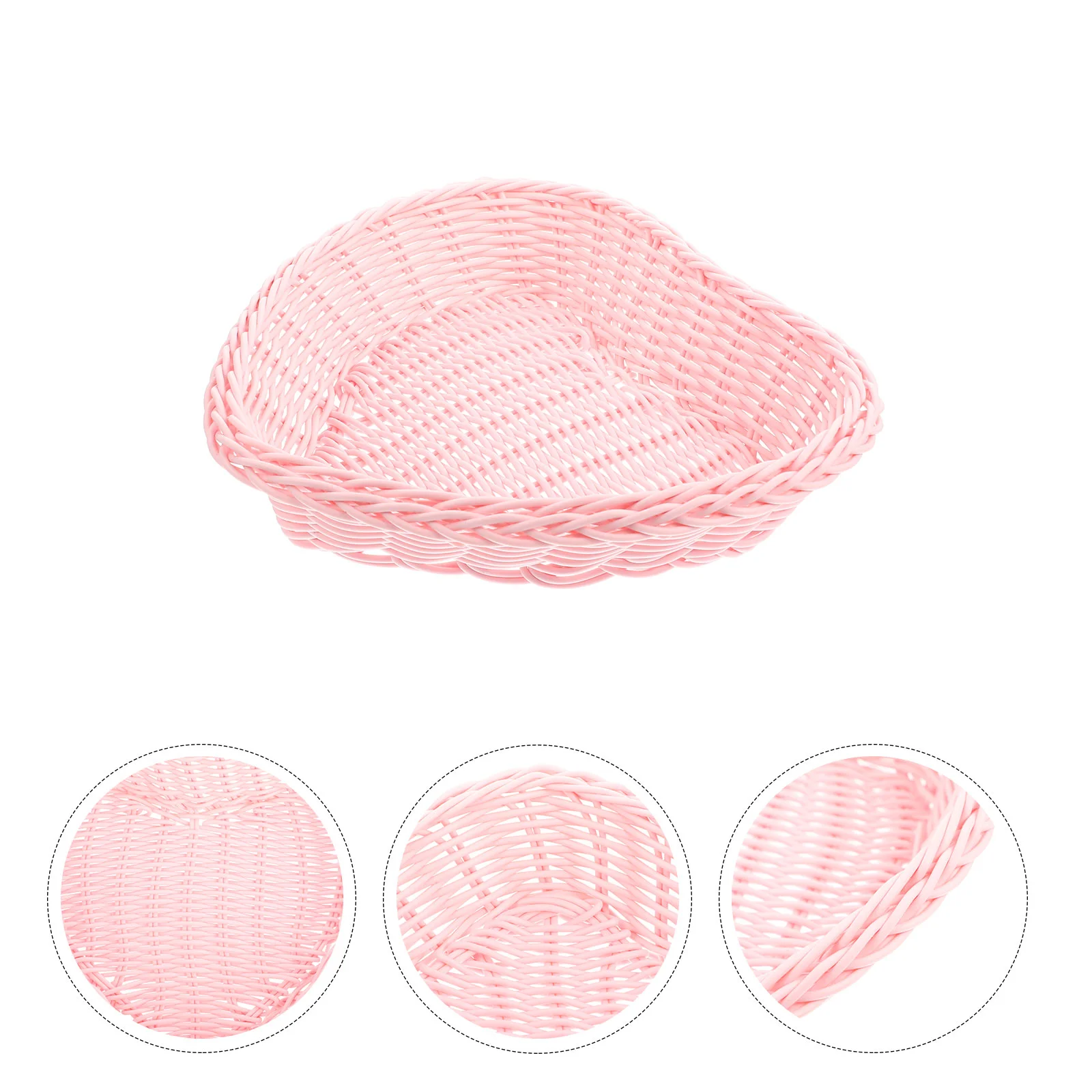 Love Rattan Basket Sturdy and Durable Heart Shape Design Snack Holder Storage Imitation Woven Pp Sundries Food Shop Decor