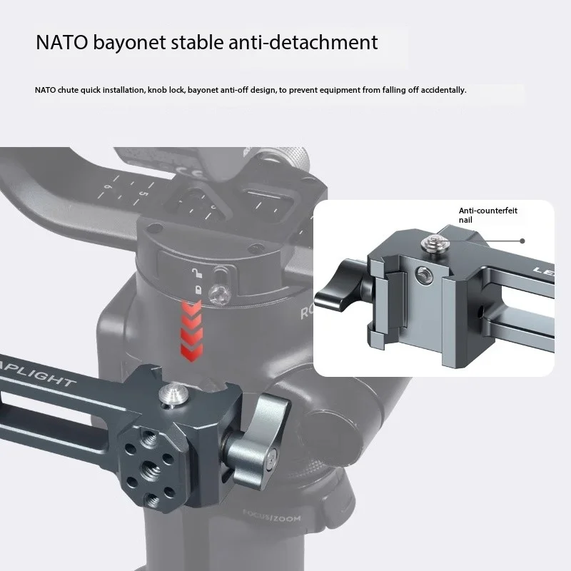 Pegangan Tangan Selempang Leaplight/Dudukan Monitor/Aksesori Klem NATO untuk Penstabil DJI RS 2/ RSC 2/ RS3/ RS3 Pro/ RS4 Pro/RS4