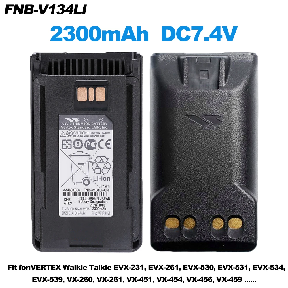 FNB-V134Li Walkie Talkie Li-ion Battery for YAESU EVX-231 EVX-530 EVX-261 EVX-539 VX-260 Two Way Radios Replacement Battery